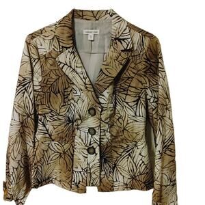 Coldwater Creek Women's Blazer Browns Neutrals Floral Sz 12